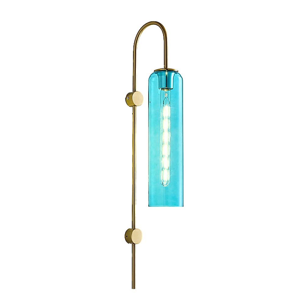 Aplique de pared moderno E27 para iluminar pasillos oscuros con vidrio azul decorativo