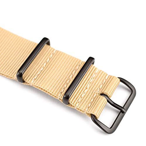 Image of Infantry 20mm 22mm 22mm Genuine Leather Replacement Watch Band with 5 Stainless Steel Rings Brown Black