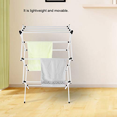 ZDAGELD 3 Tier Clothes Airer - Rust-Resistant PP Laundry Rack, Lightweight Indoor and Outdoor Stand for Towels and Garments, Space-Saving Movable Washing Line, White - Image 4