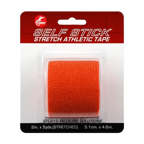 Image of Cramer Eco-Flex Self-Stick Stretch Tape, Orange, 2 inch x 5 yd, Cohesive Athletic Bandage Wrap, Athletic Trainer Flexible Sports Tape, Easy Tear Vet Wrap for Pets, Self Adhesive Bandage Roll, 5 Yards