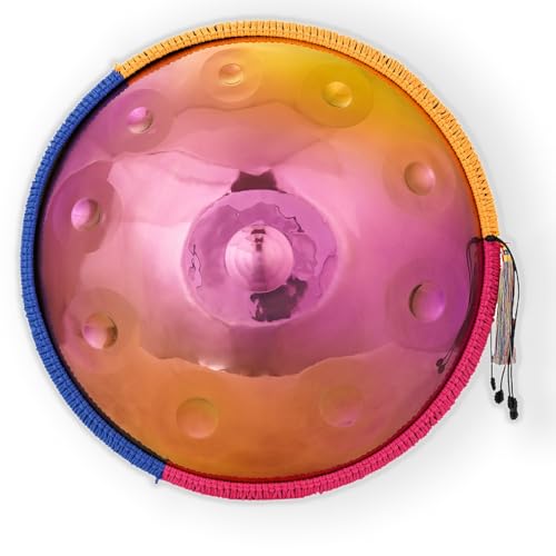 Erwachsene Handpan Instrument 22' – Hang Drum 10 Ton 440 Hz D Kurdisch Stimmung, 430 Edelstahl – Professionelles Spielinstrument (schillerndes Braun, 22 zoll)