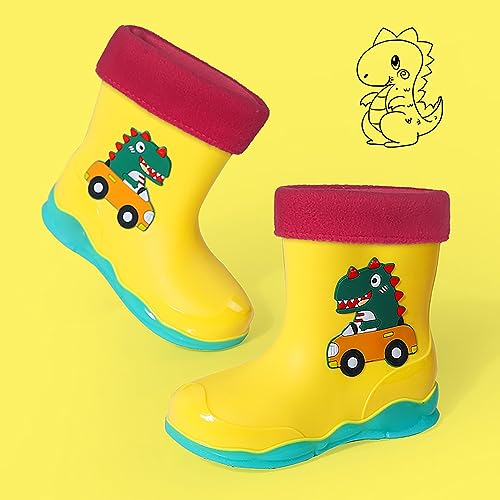 Unisex-Child Kids Rubber Waterproof Green Rain Boot For Boys And Girls Cute Dinosaur Cartoon Rain Shoes Mud Boots2