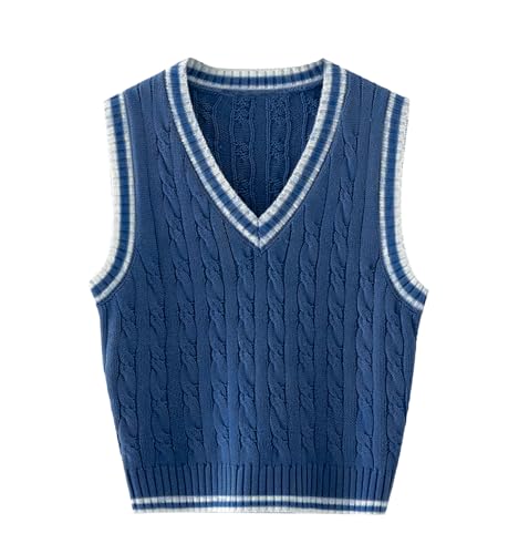 Image of Womens Sweater Vest Sleeveless Cotton Casual V Neck Pullover