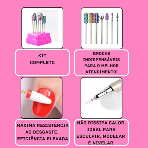 Kit 3 Broca Tungstênio +2 Diamantada +1 Polimento +1 Limpeza