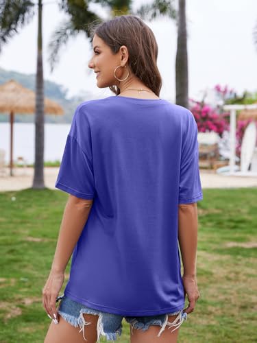 Image of UNCLECAT Womens Deep V Neck T Shirts Summer Oversized Short Sleeve Tops