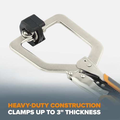 Image of BORA Auto Adjust 3 inch Locking Vise Grip Clamp with Swivel Pads - Heavy Duty Welding Clamps with Comfortable Grips Perfect C Clamp for Woodworking, Welding, and Metalworking