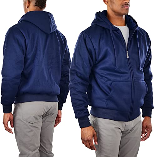 Image of ToBeInStyle Men's Polar Fleece Long Sleeve Zip Up Kangaroo Pocket Cold Weather Hoodie Jacket