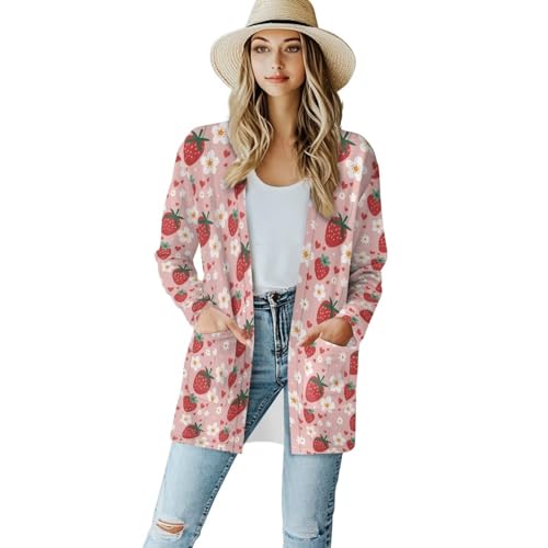 Image of Biyejit Women's Long Sleeve Open Front Cardigan Casual Loose Lightweight Cardigans with Pockets Drape Cardigan