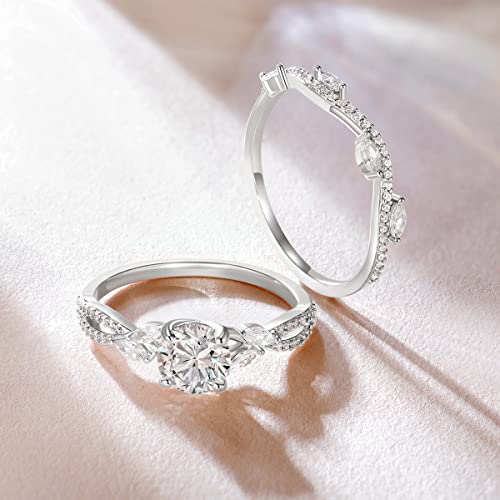 Image of Mameloly 1.5ct Engagement Rings for Women Round Bridal Ring Sets Cubic Zirconia Wedding Band Twisting Infinity Pave Set Size 3-12