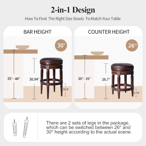 Image of DUHOME Swivel Bar Stools Set of 2,Stools with Removable Replaceable Legs