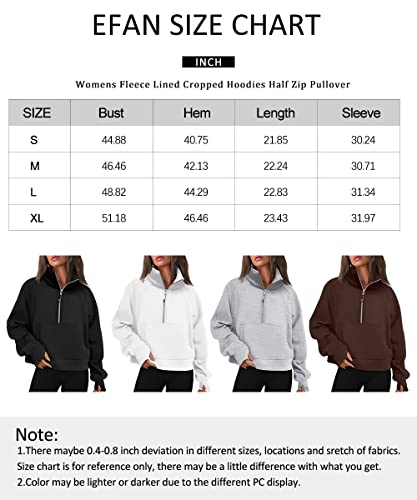 Efan Womens Cropped Sweatshirts Half Zip Pullover Fleece Quarter Zipper Hoodies Oversized 2023 Fall Clothes Trendy Outfits Winter Sweater Grey #TOP5