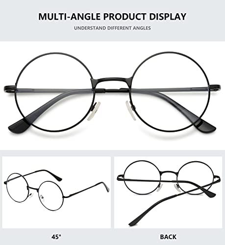 MAGIMODAC Vintage Retro Reading Glasses Metal Anti Blue Light Blocking Round Readers Eyeglasses Eyewear for Ladies Women Men 1.0/1.5/2.0/2.5/3.0/3.5/4.0 (Black - Image 4