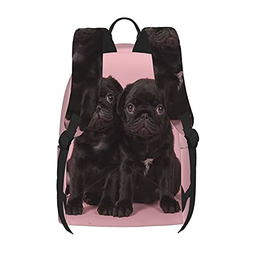 16 inch backpack Cute Black Pug Laptop Backpack Full Print School Bookbag Shoulder Bag for Travel Daypack4