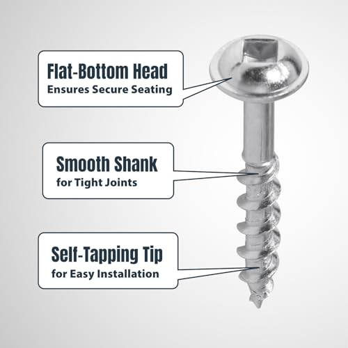 Image of POWERTEC 150 PK Pocket Hole Screws, Maxi-Loc Head, #2 Square Drive, 1-1 /4 inch Fine Thread for Pocket Hole Jig, Cabinets, MDF, Plywood & Softwood (72263)