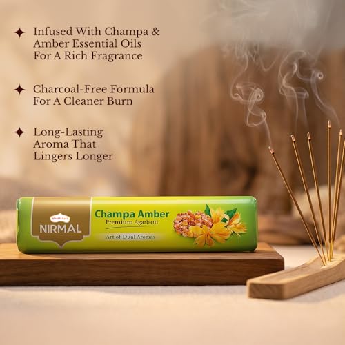Image of Shubhkart Nirmal Champa Amber Premium Agarbatti Sticks | Agarbatti for Pooja & Meditation | Incense Muttha Sticks for Home with Rich Floral Fragrance | Pooja Items for Daily Use | 250g