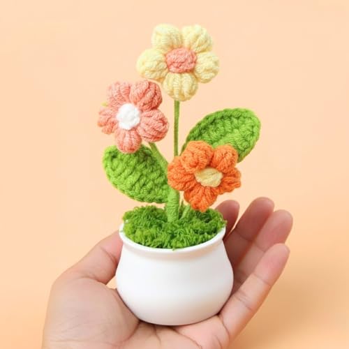 Image of SATYAM KRAFT 1 Pcs Artificial Daisy Crochet Flower Bouquet /Artificial Flowers Bunch /Crochet Flowers Bouquet /Crochet Flowers /Flowers Bouquet Gift for Girls Home Decor, Gifting (Multi)