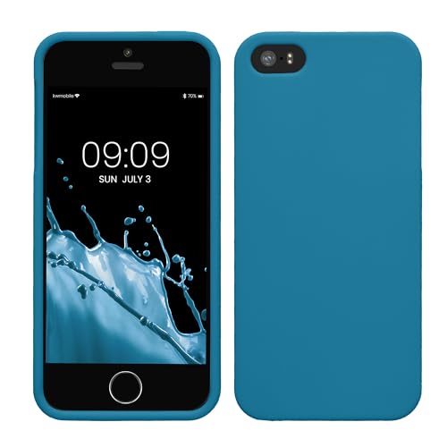 kwmobile Case Compatible with Apple iPhone SE (1.Gen 2016) / iPhone 5 / iPhone 5S Case - Soft Slim Protective TPU Silicone Cover - Caribbean Blue