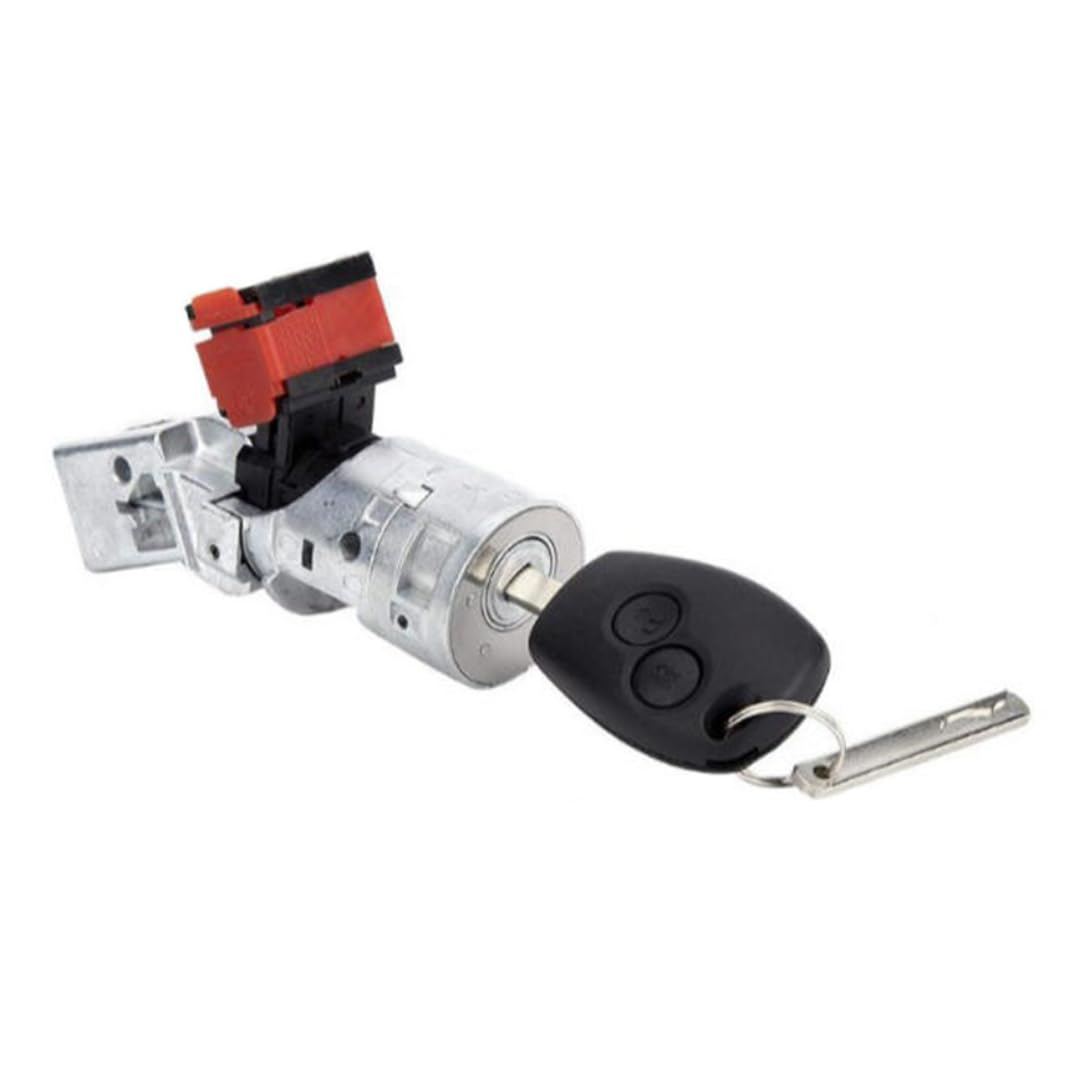 Rufutle Car Auto Door Lock Cylinder Barrel for Renault Clio Kangoo, 7701208408/8200214168 Ignition Lock Barrel Starter Switch with Key