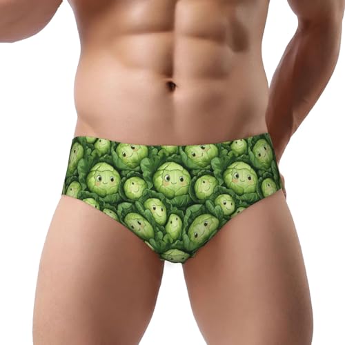 Cartoon Cute Cabbage Print Mens Underwear Briefs - Breathable Comfort Classic Fit Mens Bikini Underwear