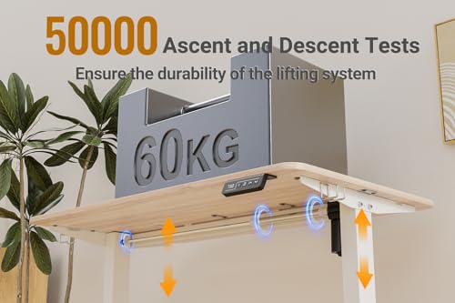 مكتب قائم بارتفاع قابل للتعديل من انوفارا 100 × 60 سم، مكتب كمبيوتر قائم قابل للتعديل (بيج فاتح، 100 سم)