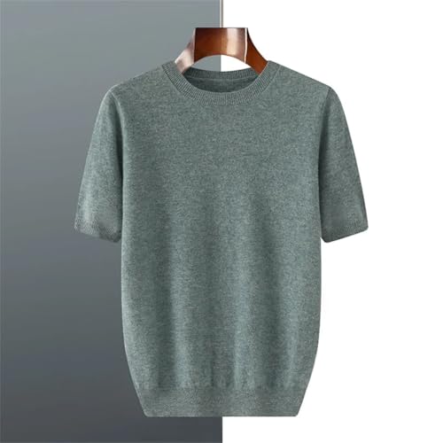 Men's Short Sleeve Sweater Thin Knit Round Neck Pullover Loose Fit Breathable Summer Wool Knitted Casual Solid Tops4