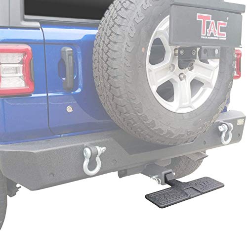 Tac Hitch Step Fits 2” Hitch Receiver 5" Width Suv Pickup Truck Van Bumper Protector Universal Heavy Duty Steel Black Lock Pin And Stainless Steel Hitch Tightener Included #TOP1