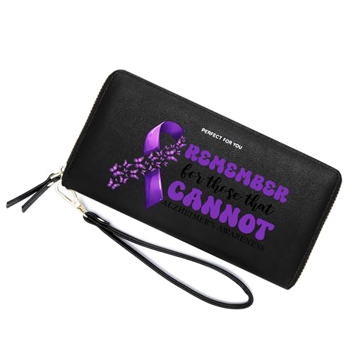 PFY Personalized Potable Womens Wallet Long PU Leather RFID Blocking Leather Zip Around Wallet 1117e