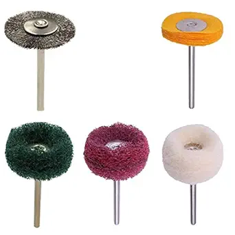 DIY Crafts Polishing Rotary Tool Mandrel Mounted Abrasive Polishing Buffing Wheel Set, Cotton Wool Felt Nylon Fiber Steel Wire Flap Sanding, 1/8? Shank (Pack Of 20 Pcs, Multi Color)