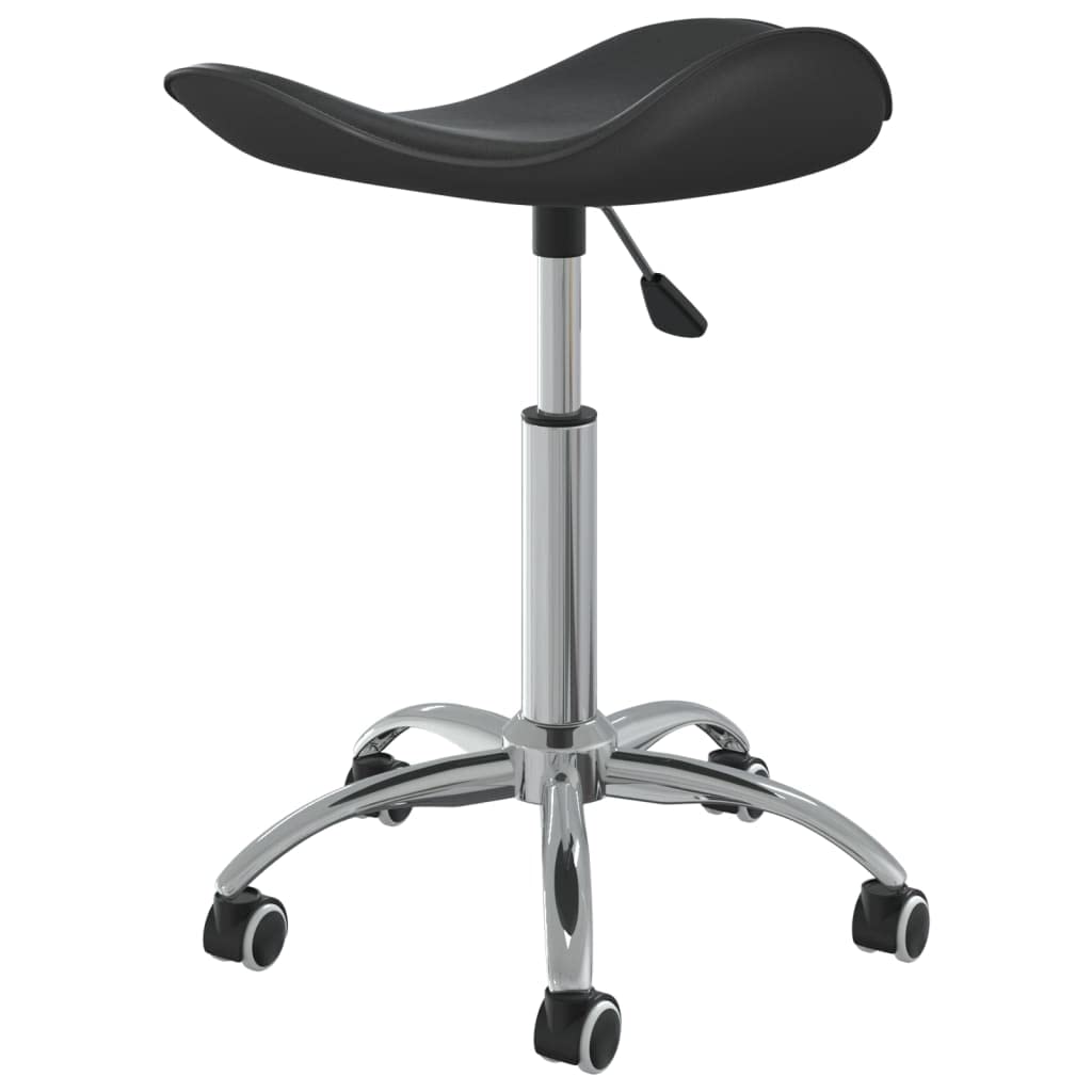 Friseur Rollhocker Schwarz Kunstleder, 360 Grad drehbarer Salonhocker, höhenverstellbarer Arbeitshocker mit fünf Rädern, maximale Mobilität und Sitzkomfort, bis 110 kg belastbar