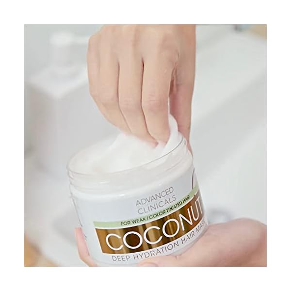 Advanced-Clinicals-Coconut-Oil-Deep-Hydration-Hair-Repair-Mask-Moisturizing-Deep-Conditioner-to-Strengthen-Dry-Color-Treated-Weak-Hair-Boost-Growth-wShea-Butter-Kelp-Strengthening-Mask-12-oz Advanced Clinicals Coconut Oil Hair Mask Treatment Deep Hydration Hair Repair Mask Conditioner To Strengthen Dry, Color-Treated, Weak Hair & Boost Hair Growth W/Shea Butter & Kelp, 12 Fl Oz