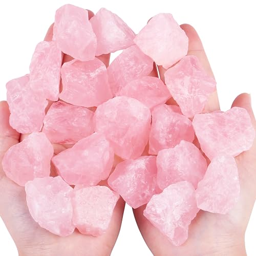 QINJIEJIE Rose Quartz Crystals Natural Healing Crystal Raw Bulk Gemstones Large 1' Rough Stones lesale Rocks for Tumbling Cabbing Fountain Decoration Polishing Cutting Wicca Reiki