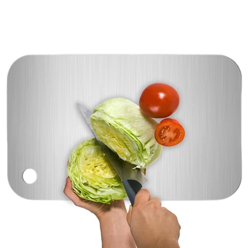 Tabla de cortar de titanio, tabla de cortar de acero inoxidable para cocina, tabla de cortar de acero inoxidable de doble cara de grado alimenticio, tabla de cortar de titanio de alta calidad para