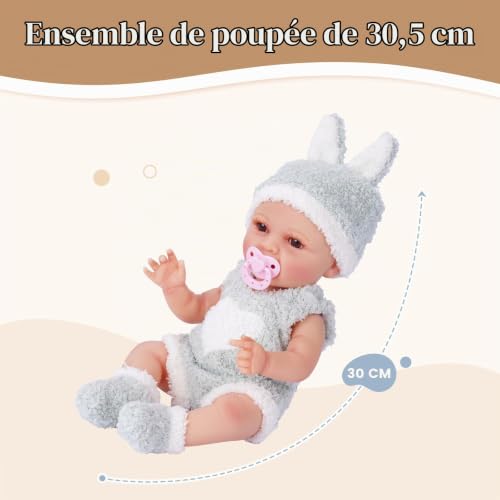 BABESIDE Poupée Bébé Fille Mia 30 cm pour Garçons et Filles 3 Ans+ – vue 5