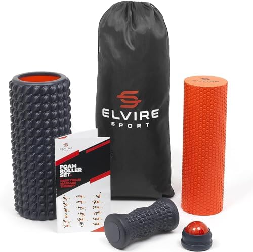 ELVIRE Faszienrolle für Tiefenmassage – Enthält Schaumstoffrollen, Massageroller Weich & für Triggerpunkte, Faszienball, Fußroller – Für Rücken, Beine, Füße, Nacken & Plantarfaszii