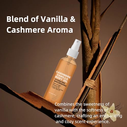 Vanilla Cashmere Body Oil, Shea Butter with Jojoba and Radiance Oil for Dry Skin and Hair, Vanilla Cashmere Lotion Mist Spray for Skin