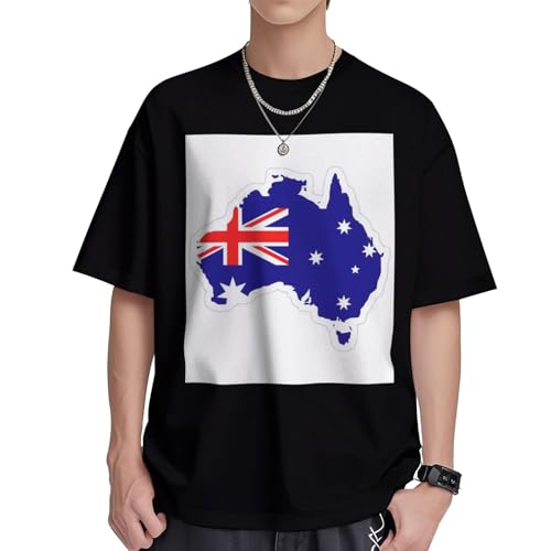 T-shirt coton carte Australie femme à coupe ample et col rond décontracté