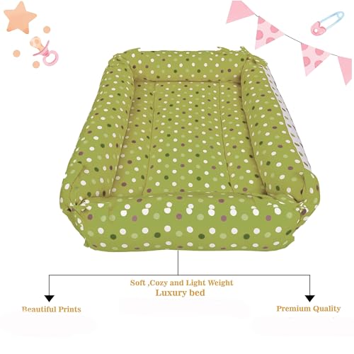 Image of Toddylon Baby Bed Bedding Set for New Born Baby | Bed Mattress | Mosquito Net | Neck |Cotton | Travel Bed | Essentials | Toddlers | Infants | Baby Boy Girl (0-12 Months) Green