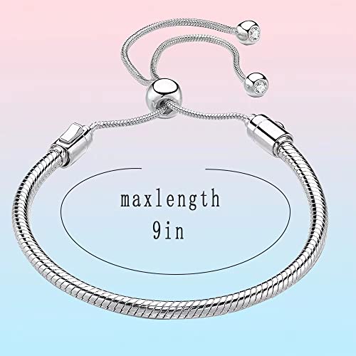 Image of Charm Snake Pattern Bracelet S925 Sterling Silver 18k Gold Plated, Rose Gold Snake Pattern Pandora Bracelet, Gift for Women