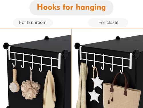 Image of KRISHYAM Collapsible Wardrobe Organizer with Doors & Open Box Storage, DIY Cube Closet Cabinet for Clothes, Toys, Books, Bags & Bedroom Storage
