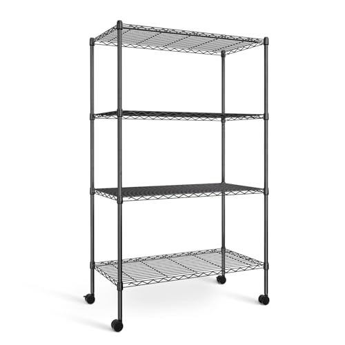 Simple Deluxe 4-Tier Storage Shelving Unit, 35.83W x 13.98D x 55.91H, 1000 lb capacity, black