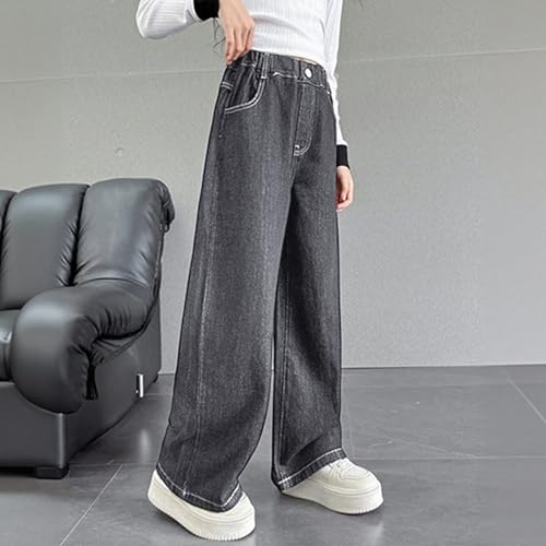 Pantalones vaqueros para niñas de corte recto holgado estilo juvenil 5