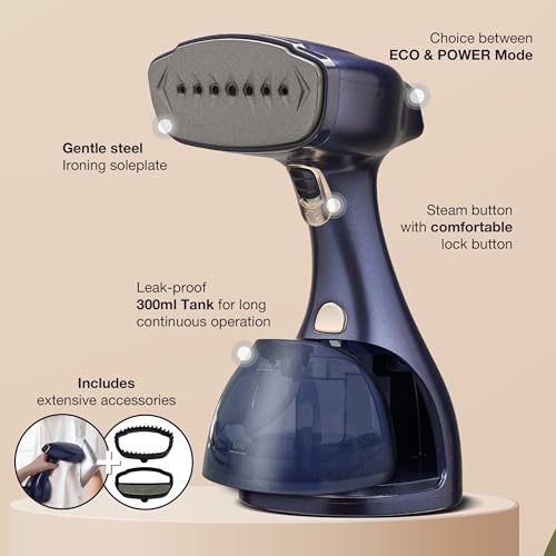 LEBENLANG Handheld Clothes Steamer Iron - 1500W & 300ml I Incl. 2 Attachments & Ironing glove I Portable for Shirt Curtain Suit I Vertical Garment Steamer Clothing steam Hand Held Steamers for clothes - Image 2