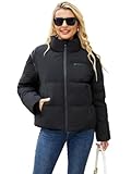 MODERN BUBBLE Womens Winter Coats Waterproof Ski Jacket with Hood for Rain Snow Outdoors Windproof Warm Jacket Unisex Coat (US, Alpha, Medium, Regular, Regular, Black)