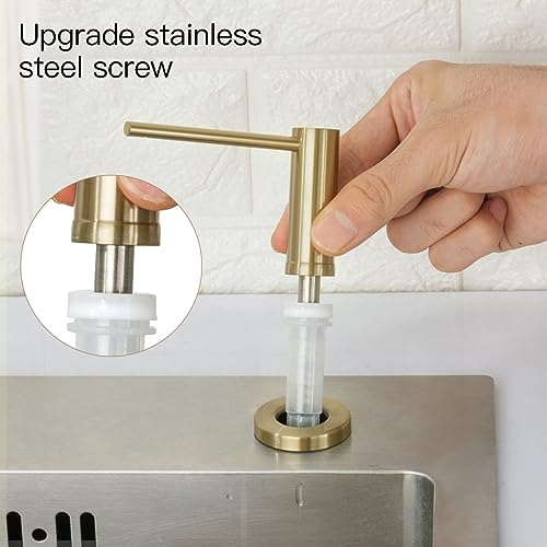 Image of Kitchen Sink Soap Dispenser Champagne Gold Stainless Steel GAPPO Countertop Pump Hand Lotion Built in Bottle