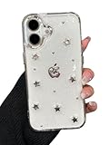 EYZUTAK Case for iPhone 17, Bling Glitter 3D Stars Phone Case Cute Sparkly Crystal Clear Star Aesthetic Design Cover Slim Soft Durable TPU Transparent Protective Cover for Women Girls - Star