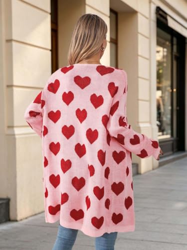 Image of Oversized Long Cardigan Sweaters for Women Cute Heart Fall Coats Outfits | Soft Knit Long Sleeve Cardigans, Winter Fall Clothes, Dressy Casual Office Work Teacher Outfits