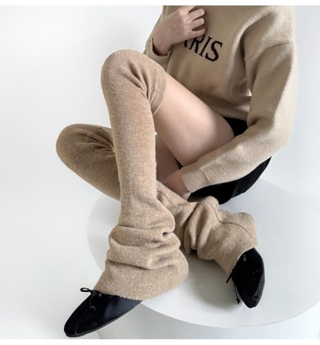 heyheyshine Women's Knit Leg Warmers Y2K Kawaii Cute Bottom Flare Leg Warmers Above The Knee Harajuku Leg Cover Accessories4