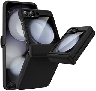 Doeshine for Samsung Galaxy Z Flip 5 Case with Hinge Protection, Built-in Camera Protection, Slim and Thin Anti-Scratch Shockproof Rugged Protection Cover Case for Galaxy Z Flip 5 (Black)