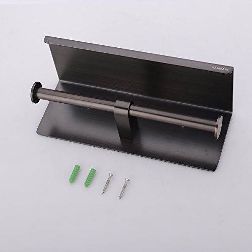 HANEBAHT Wall Mounted Double Toilet Paper Roll Holder with Shelf, Oil