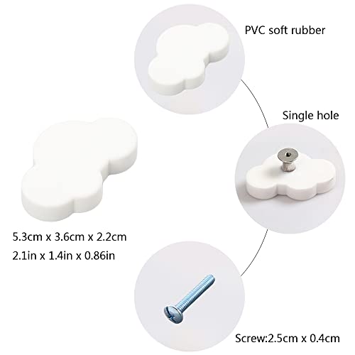 Nifocc 6 Stück Kinderzimmer Schrankknöpfe Wolken Form Schubladeknöpfe Weiche Gummi Möbelgriff Knöpfe für Schränke Schubladen Kleiderschrank Kommode - Weiß